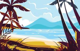 Flat Beautiful Summer Beach Scenery vector