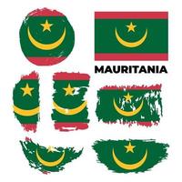 Grunge-style flag of Mauritania on a white background. Vector textured flag of Mauritania for vertical design. Vector illustration