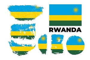 Brush painted grunge flag of Rwanda country. Independence day of Rwanda. Abstract classic painted grunge brush flag background. Vector illustration