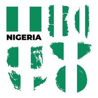bandera nacional de nigeria. botón cuadrado gris metálico brillante con sombra. vector