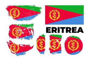 National Eritrea flag, official colors and proportion correctly. Vector stock illustration set in grunge style brush stroke. EPS10. Icon, simple, flat design for web or mobile app.