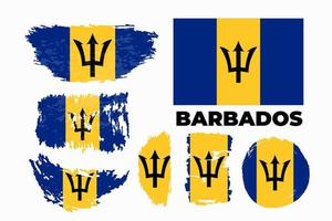 Grunge brush stroke with Barbados national flag. Watercolor painting flag. Symbol, poster, banner of the national flag. Vector Isolated on white background. Vector illustration