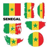 bandera senegalesa la bandera nacional de senegal en un poste. la bandera ondeando. el signo y símbolo de la patria. vector realista en blanco. ilustración vectorial