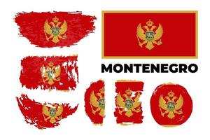 National Montenegro flag, official colors and proportion correctly. Vector stock illustration set in grunge style brush stroke. EPS10. Icon, simple, flat design for web or mobile app.