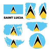 Grunge style brush painted Saint Lucia country flag illustration. Independence day. Artistic watercolor brush flag vector. Vector illustration