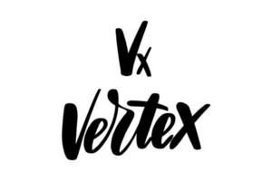 Vertex. Black ink handwriting. Astrology natal birth chart symbol. Inspirational brush lettering. Vector stock illustration isolated on white background.