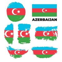 Grunge Azerbaijan flags set. Vector stock illustration