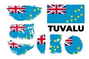 Flag of Tuvalu the illustration vector on a white background, grunge set brush stroke Design Elements. Vector illustration