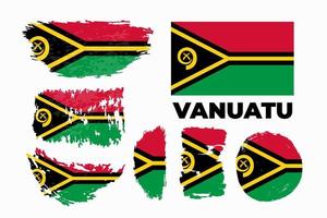 Happy independence day of Vanuatu with artistic watercolor country flag background. Grunge brush flag illustration. Vector illustration