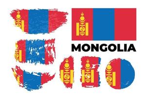 Brush flag of Mongolia country. Happy independence day of Mongolia with grungy flag background. Vector illustration