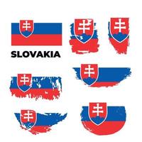 Set of 3 grunge textured flag of Slovakia. Vector flags.