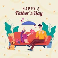 Daughter Gives Gift To Dad On Father's Day vector