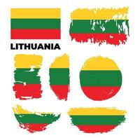 Grunge Lithuania flags set. Vector stock illustration isolated on white background.