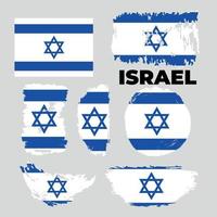 establecer banderas de israel, pancartas, pancartas, símbolos, icono plano. ilustración vectorial de la colección de símbolos nacionales en varios objetos y signos estatales vector
