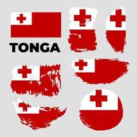 Independence day of Tonga country. Abstract flag in shape of paint brush stroke with shiny colored background. Vector illustration