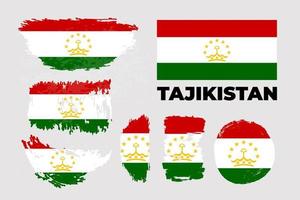 Flag of Tajikistan on gray background. Vector illustration in trendy flat style. EPS 10. Vector stock illustration set in grunge style.