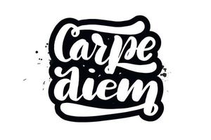 pincel inspirador escrito a mano con letras carpe diem. ilustración de caligrafía vectorial aislada sobre fondo blanco. tipografía para pancartas, insignias, postales, camisetas, estampados, carteles. vector