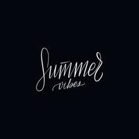 Chalkboard blackboard lettering summer vibes. Handwritten calligraphy text, chalk on a blackboard, vector illustration.