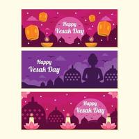 conjunto de banners del día de vesak vector