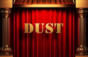 dust golden word on red curtain photo