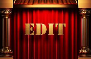 edit golden word on red curtain photo