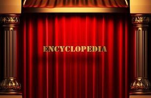 encyclopedia golden word on red curtain photo