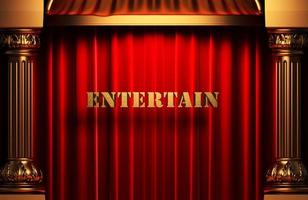 entertain golden word on red curtain photo