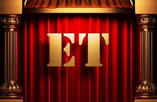 et golden word on red curtain photo