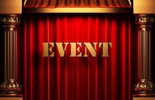 event golden word on red curtain photo