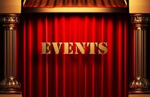 events golden word on red curtain photo