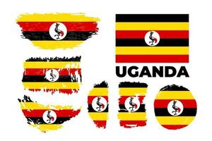 Uganda flag, vector illustration on a white background. Vector illustration