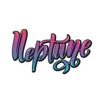 Neptune. Handwritten lettering name of the planet isolated on white. Inspirational vector text. Brush stock illustration calligraphy style. Typography banner, badge postcard, tshirt print, poster.