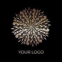 Golden abstract geometric logo template design in trendy linear style. Vector illustration isolated on white background. Vector illustration