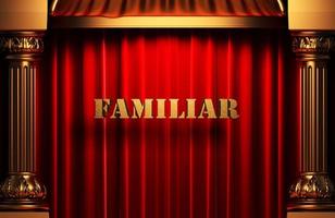 familiar golden word on red curtain photo