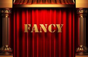 fancy golden word on red curtain photo