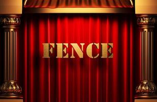 fence golden word on red curtain photo