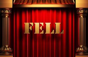 fell golden word on red curtain photo