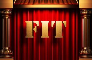 fit golden word on red curtain photo