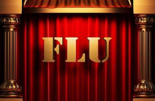 flu golden word on red curtain photo