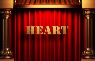 heart golden word on red curtain photo