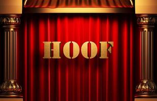 hoof golden word on red curtain