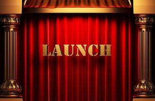 launch golden word on red curtain photo