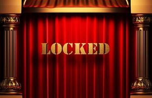 locked golden word on red curtain photo