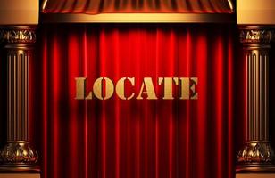 locate golden word on red curtain photo