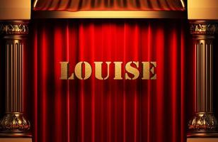 louise golden word on red curtain photo
