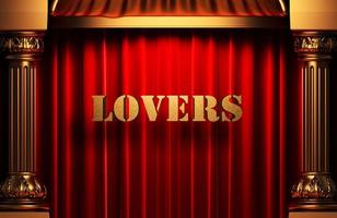 lovers golden word on red curtain photo