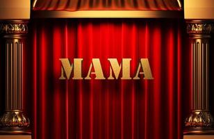 mama golden word on red curtain photo