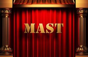 mast golden word on red curtain photo