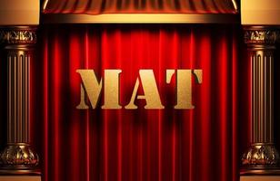 mat golden word on red curtain photo