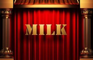 milk golden word on red curtain photo